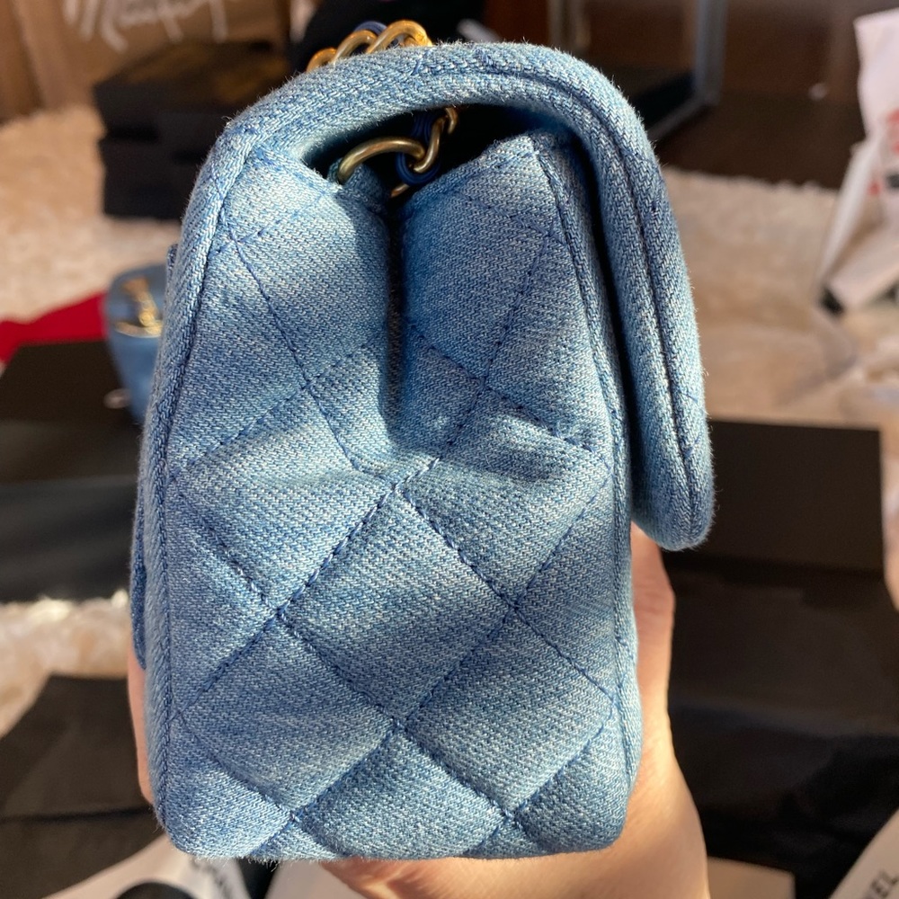 Authentic Chanel Pearl Crush Denim Mini - Picture 2 of 5